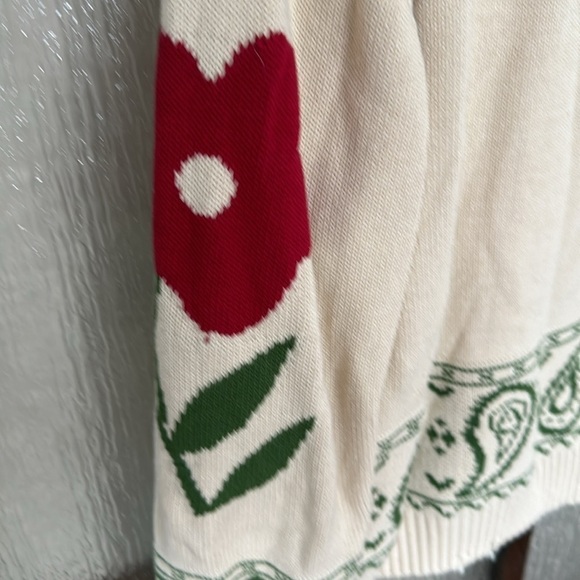 Free People Profound Floral Knit Paisley Distressed Sweater Ivory Size XS Y2K - Picture 9 of 10